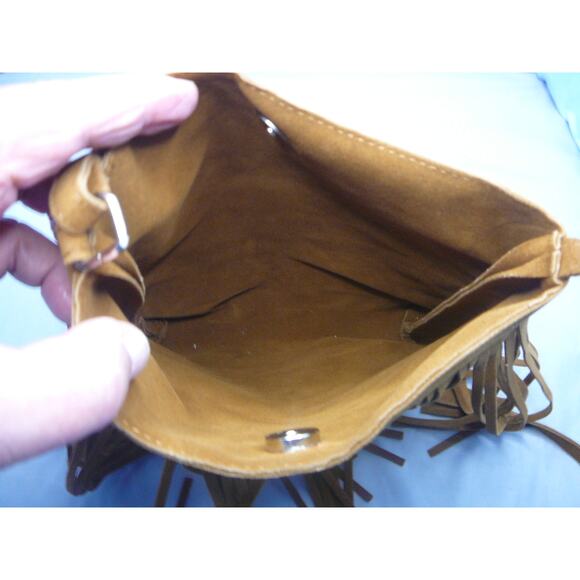 Unbranded Suede Fringe Leather Flat Crossbody Purse - Picture 4 of 6
